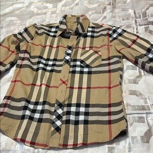 Kids Plaid Shirt - Tan, Black, Red